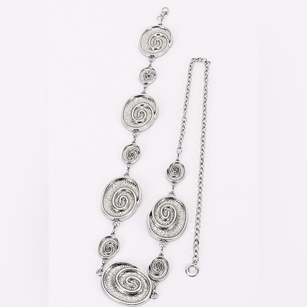 Gold or Silver Spiral Shell Charm Chain Waist Statement Belt - Picture 7 of 7